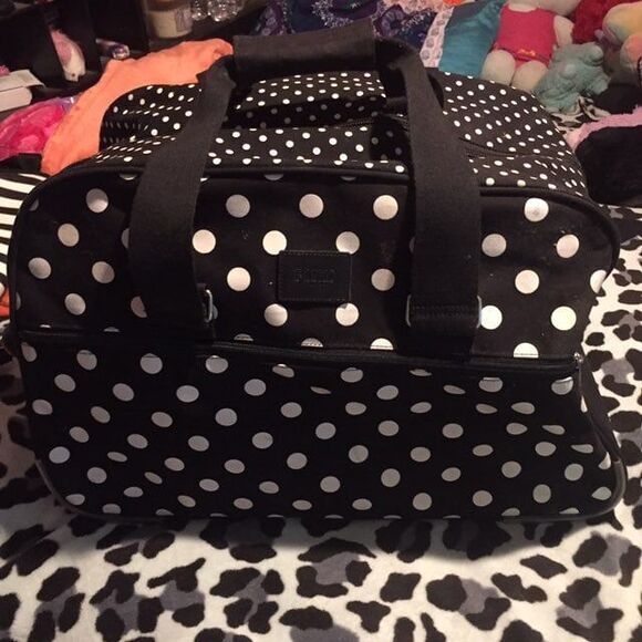 VS PINK Rare Polka Dot Wheelie Luggage Bag HTF - Picture 1 of 8